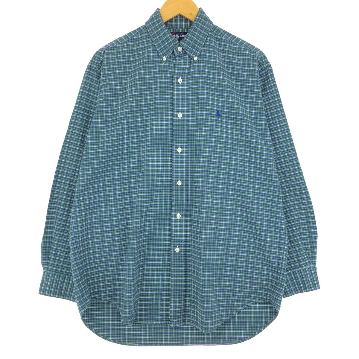 古着 ラルフローレン Ralph Lauren BLAKE 長袖 ボタンダウンチェックシャツ メンズM/eaa431956