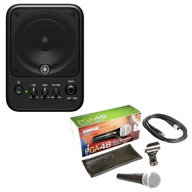 在庫在り ヤマハ MS101-4 パワードスピーカー マイク入力 XLR も搭載した モニター スピーカー PGA48XLR スイッチ付マイク セット
