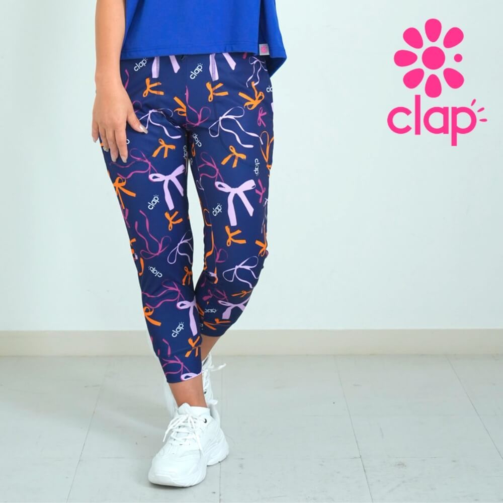クラップ フィットネス ウェア clap フィットネス レディース パンツ RIBBON CLAP CROPPED PANTS M|フリーサイズ ヨガウェア ランニングウェア クロップドパンツ 柄 リボン 2025