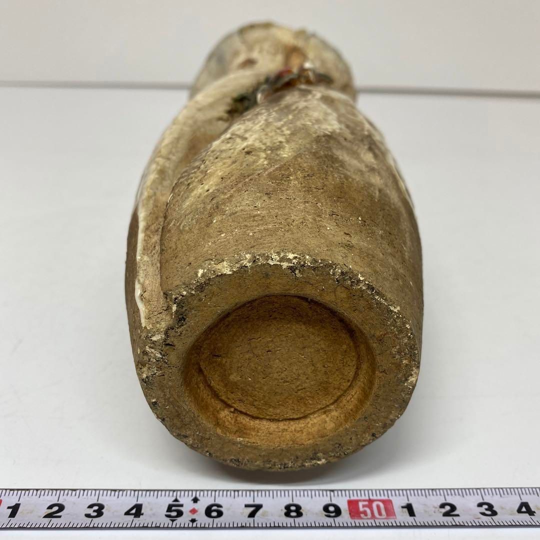 楽山焼　蟹彫文花生　共箱　高さ24cm 東K5-0430① トトヒ 楽山焼 蟹彫文花生 共箱 高さ24cm 東K5-0430① トトヒ