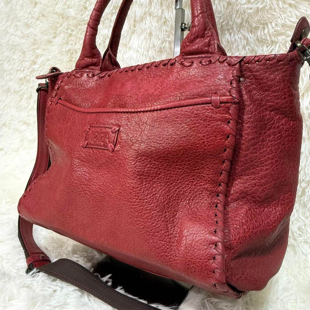 IRIZA レザーハンドバッグ レッド IBIZA - イビサ／IBIZA バッグ ハンドバッグ 鞄 トートバッグ