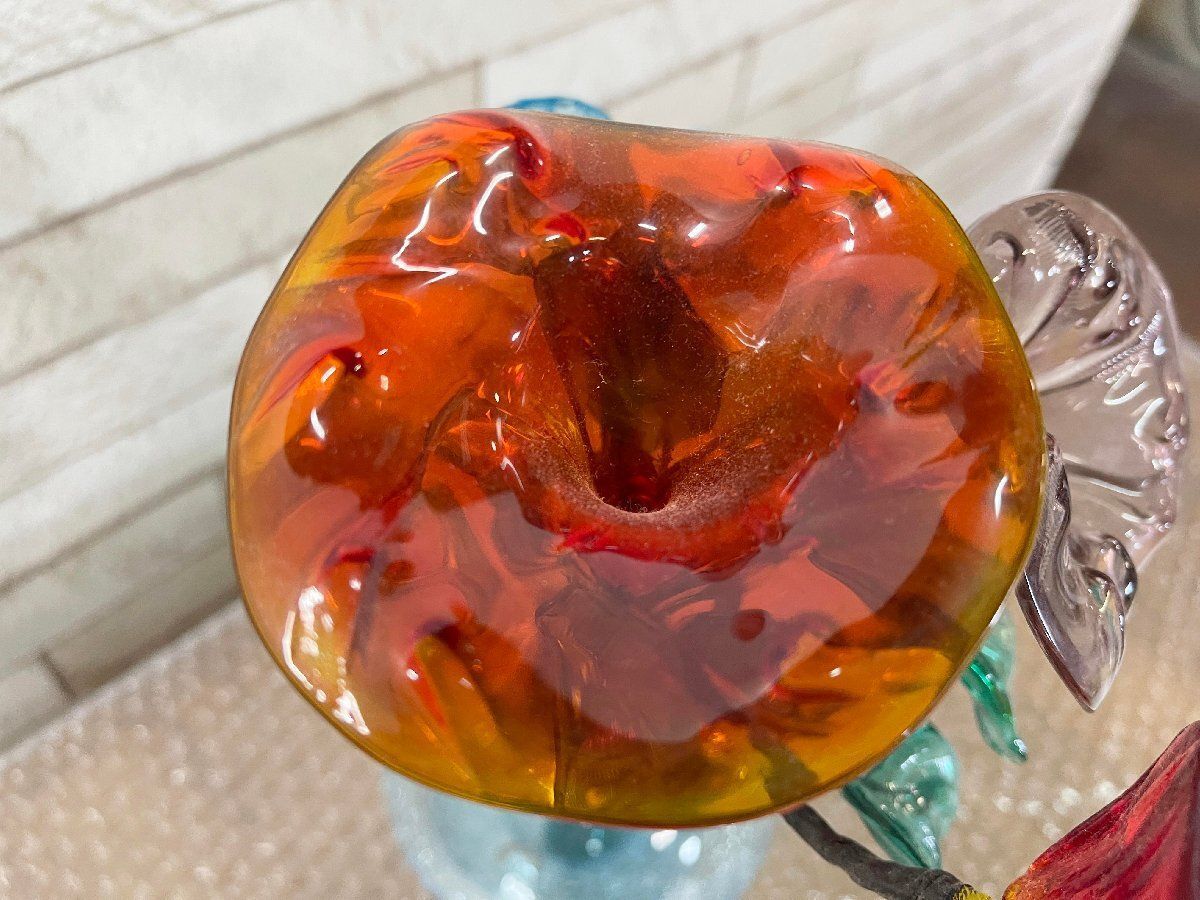 □琉球ガラス インテリア 硝子 ハイビスカス 朝顔 アサガオ 蕾 花 花瓶