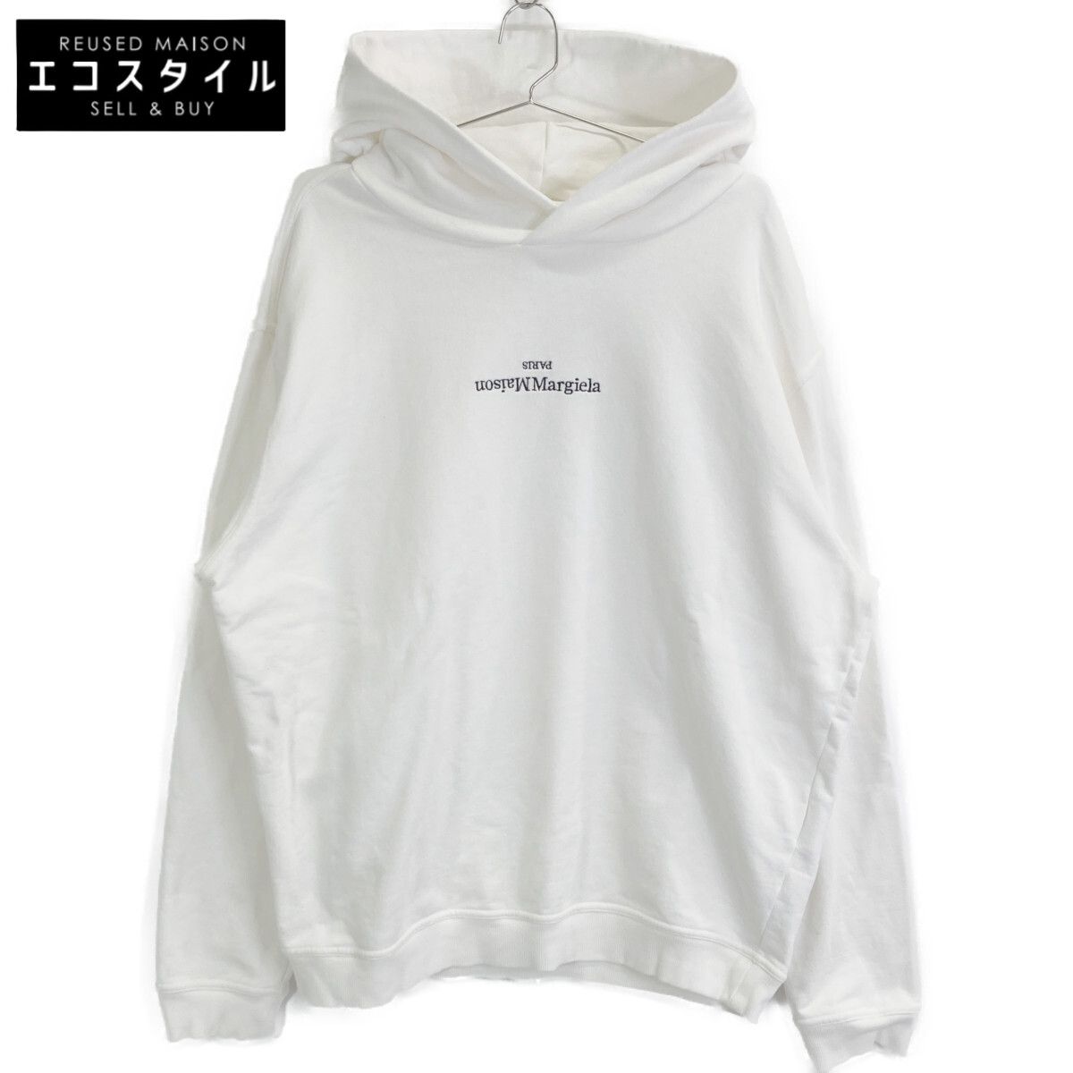 Maison Margiela メゾンマルジェラ ホワイト 反転ロゴ プルオーバーパーカー S50GU0167 44