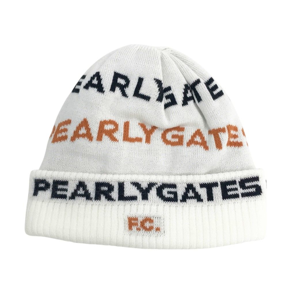 PEARLY GATES パーリーゲイツ 2025年モデル ニット帽 ニコちゃん ロゴ柄 ホワイト系 FR 240101429768 ゴルフウェア ストスト