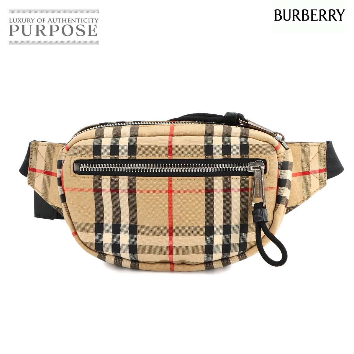 バーバリー BURBERRY ヴィンテージチェック ボディ バッグ ウエストポーチ コットン ポリエステル ベージュ 8014420 90280857