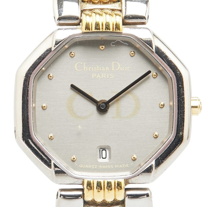 ディオール オクタゴン D48 203 シルバー ゴールド ステンレススチール メッキ レディース Dior 214-04348