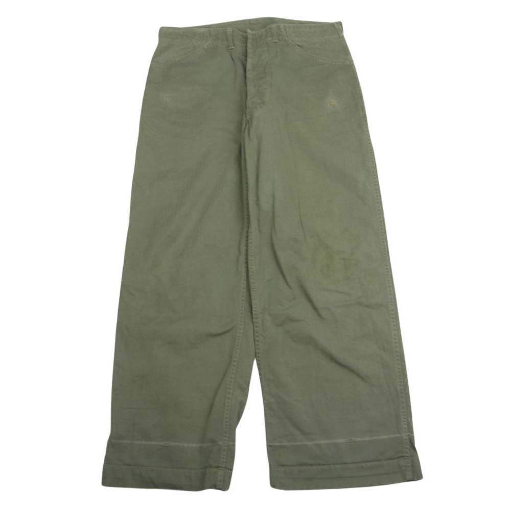 ヴィンテージ VINTAGE 40s USMC HBT ヘリンボーンツイル ボタンフライトラウザーズ ミリタリー パンツ カーキ系【中古】