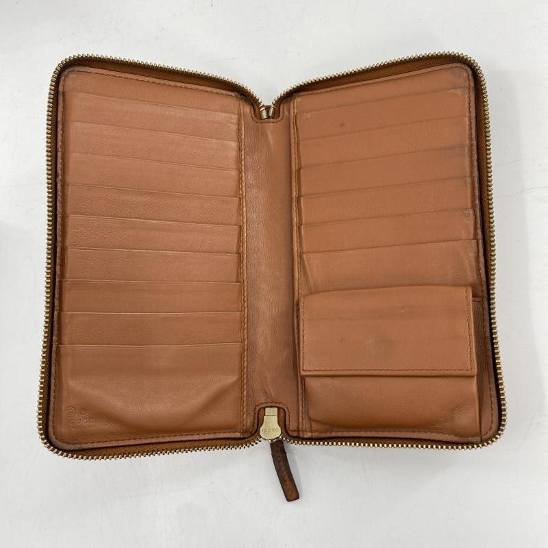 GUCCI✨️長財布 ブラウン 金具 GG シマ ラウンドジップ 中古】GUCCI GGシマ ラウンドジップウォレット 長財布 ブラウン グッチ