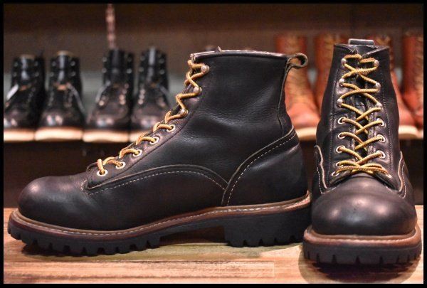 【6.5D 良品 13年】レッドウィング 2935 ラインマン LTT ビブラム ブラック 黒 ラグソール レースアップ ブーツ redwing HOPESMORE【EJ393】