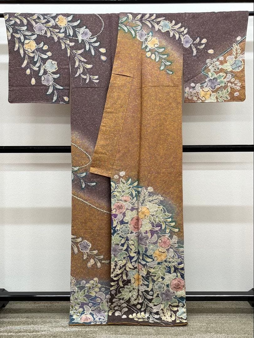 訪問着 絞り加工 辻ヶ花 ちりめん 正絹 X572 辻ヶ花 訪問着 絞り加工 ちりめん 正絹 躾糸付き X294 金の蔵屋