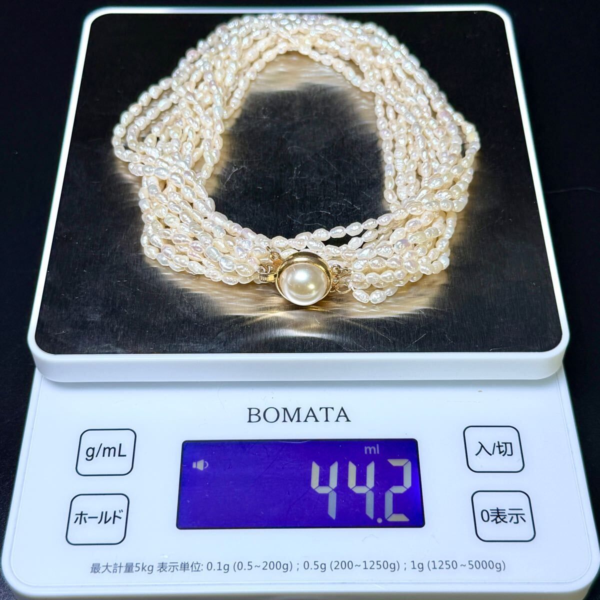 6連 ケシパール 本真珠 SILVER刻印 ネックレス 57㎝ 44.2g