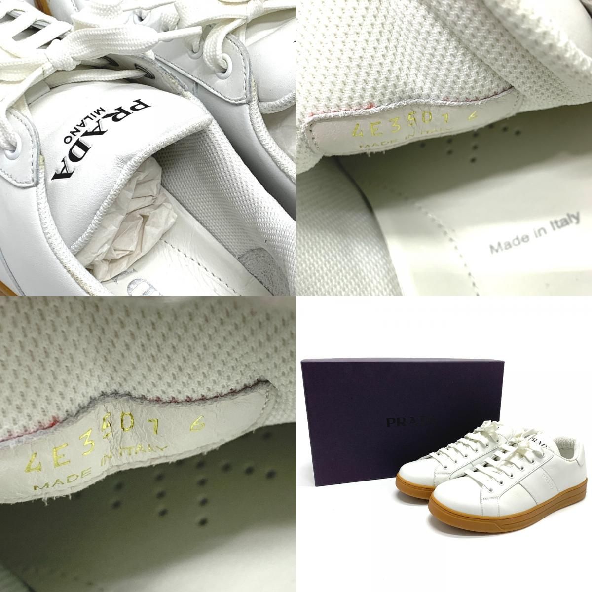 プラダ ロゴ 4E3501 スニーカー レザー ホワイト 新品同様 - メルカリ 