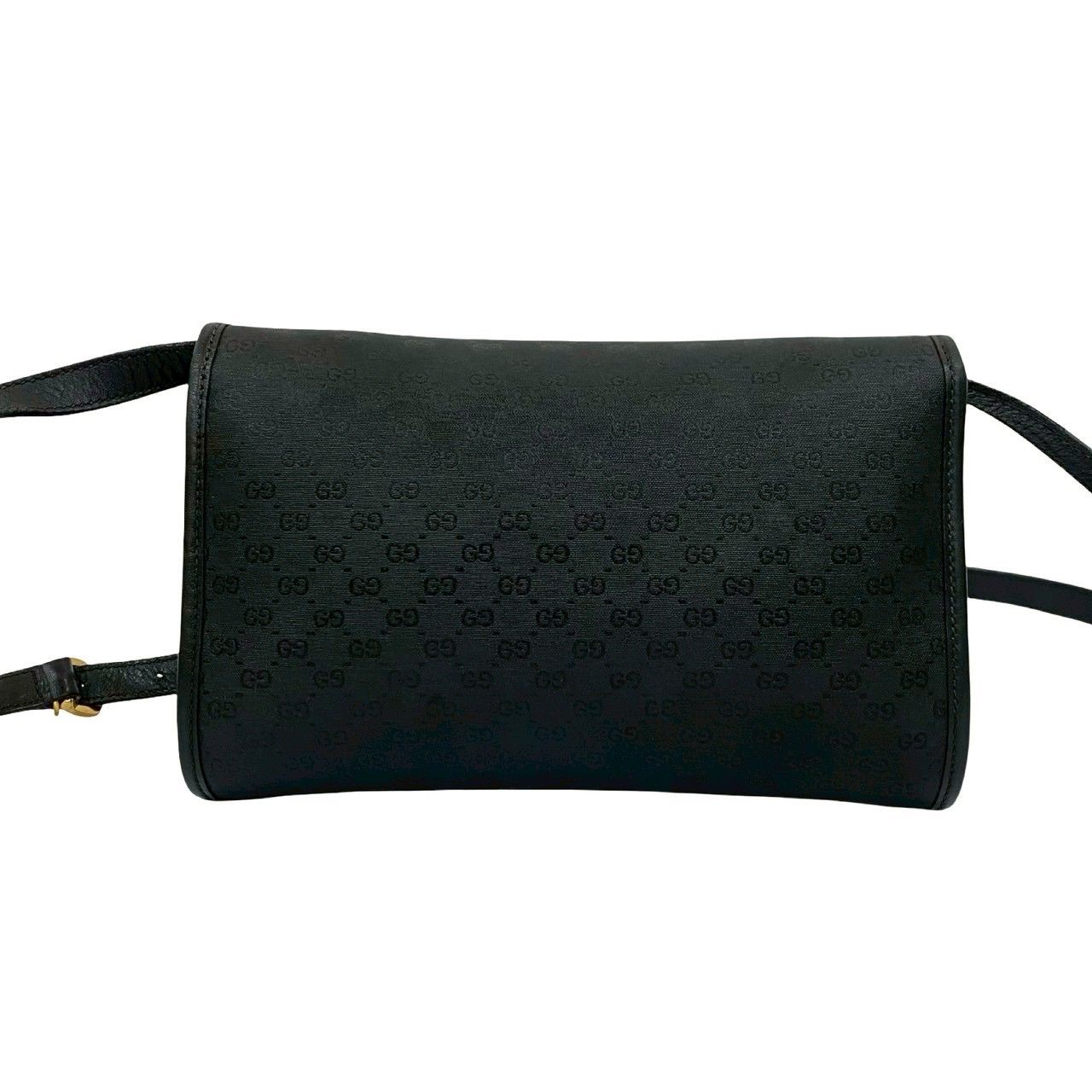【GUCCI】ショルダーバッグ　ポシェット　マイクロGG PVC ブラック GUCCI】ショルダーバッグ ポシェット マイクロGG PVC ブラック