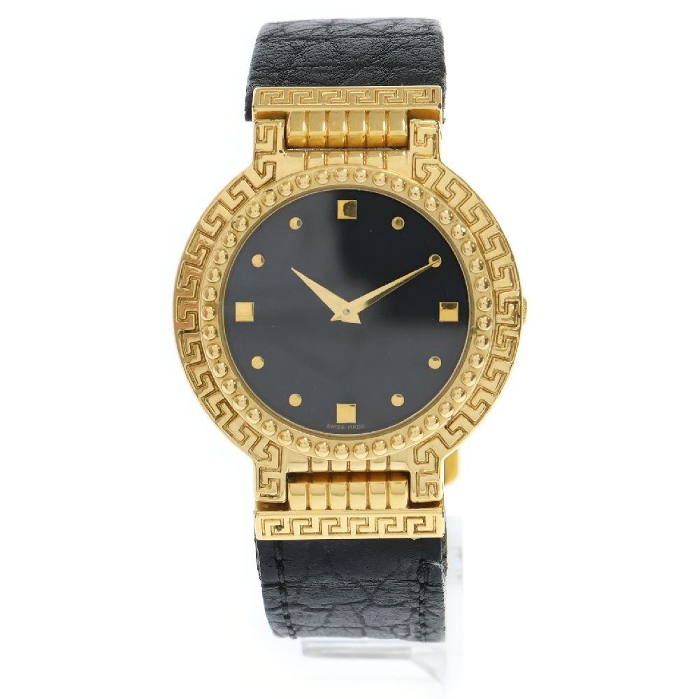 GIANNI VERSACE ジャンニ ヴェルサーチ メデューサ コインウォッチ ゴールド GP×革|QZ ク ォーツ7008011