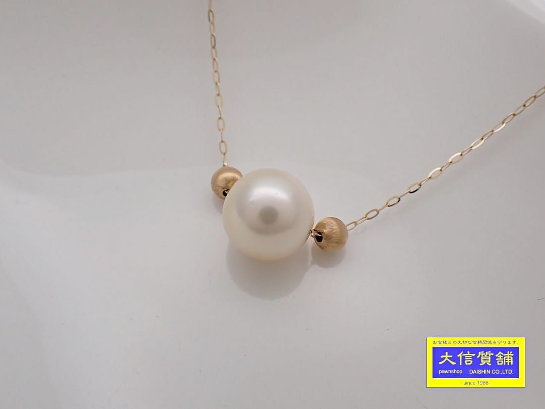 K18 イエローゴールド ゴールデンパール ネックレス 10.3mm 45cm 2.5g  