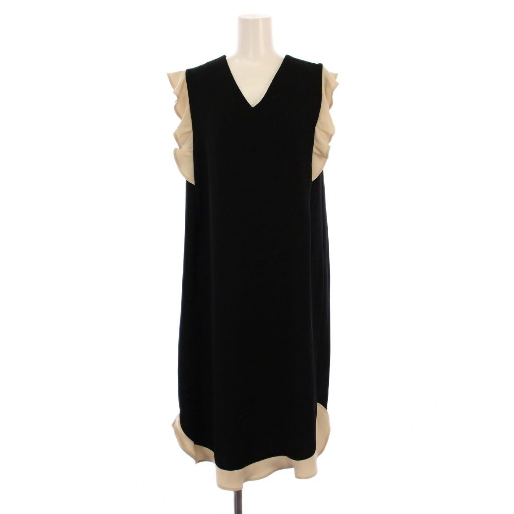 【中古】ヨーコチャン YOKO CHAN ワンピース 半袖 ひざ丈 Vネック フリル 36 黒 YCD-117-309 /BM レディース ヨーコチャン YOKO CHAN ワンピース 半袖 ひざ丈 Vネック フリル 36 黒