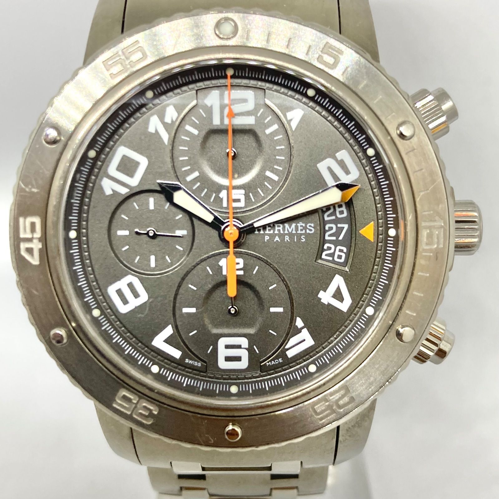 稼働品 OH済み HERMES エルメス クリッパー クロノグラフ メカニックダイバーズ CP2.941 自動巻き メンズ 腕時計 OH明細表付き