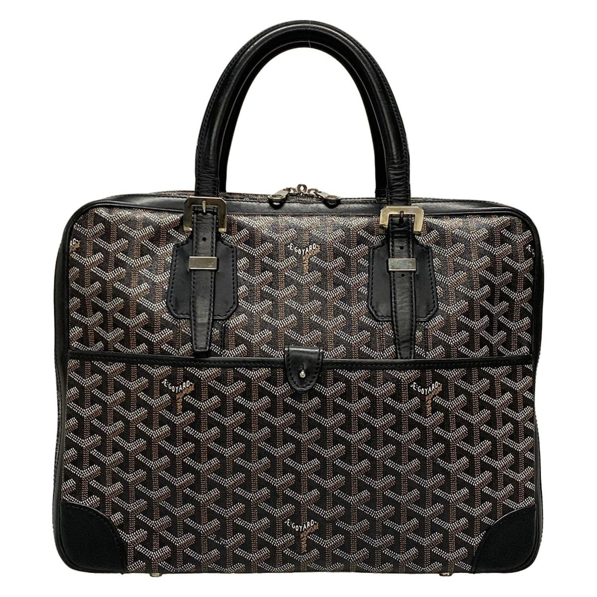 GOYARD ゴヤール ビジネスバッグ ディプロマット 黒×ブラウン×白 レザー