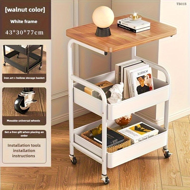 テーブルトップ付き三段ローリングカート