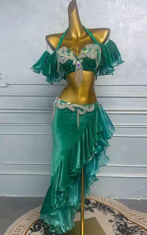 ✨【ベリーダンス衣装】グリーン? ブラ＆スカートセット❤️ オーダー