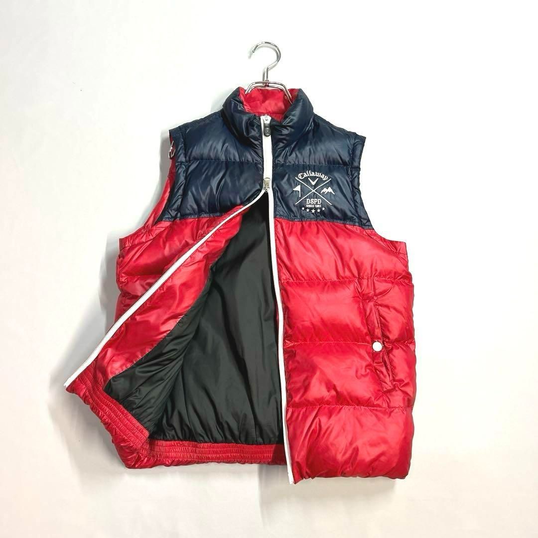 キャロウェイ　メンズ　M ダウンベスト　バイカラー　レッド　ネイビー　ゴルフ キャロウェイ メンズ M ダウンベスト バイカラー レッド