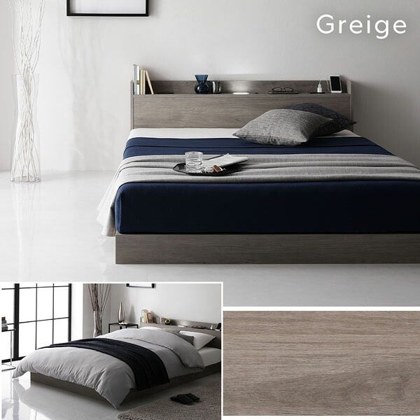 ベッド セミシングル 3ゾーンポケットコイルマットレス付き ナチュラル ローベッド ロータイプ 低床 照明付き 棚付き コンセント付き すのこ 木製 組立品