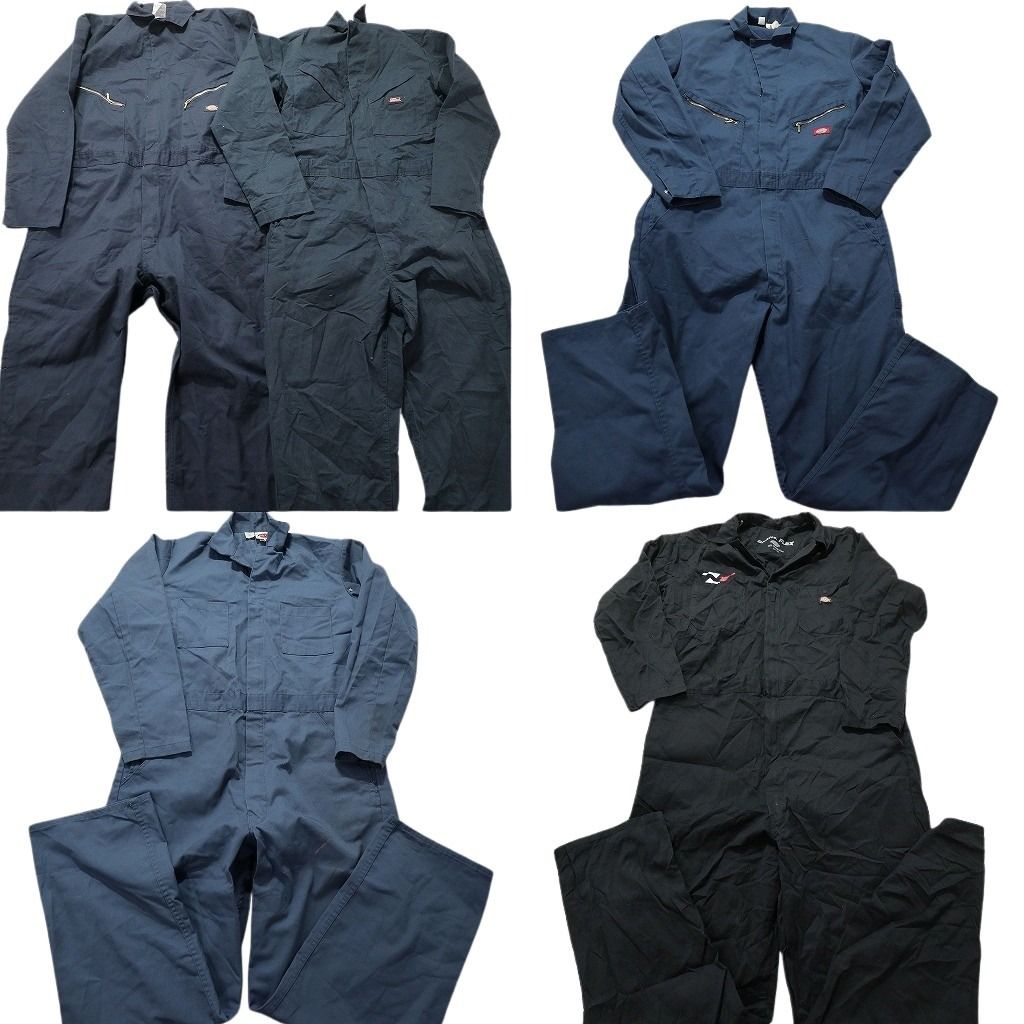 古着卸 まとめ売り  ディッキーズ オールインワン 5枚セット (メンズ 46 /44 /M /L /XL ) ネイビー ワーク系 無地 ジャンプスーツ MX5344