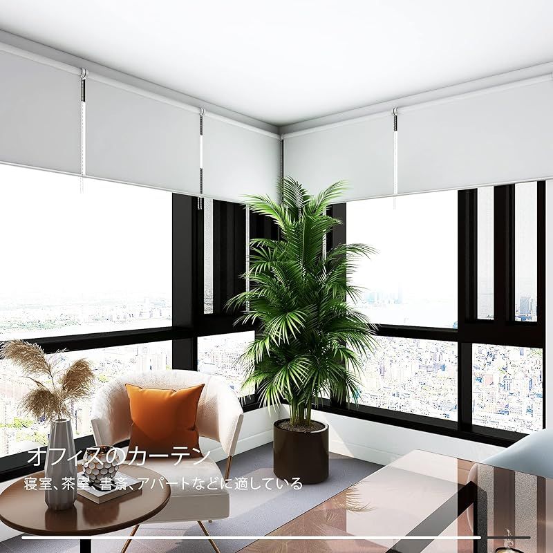 Deconovo ロールスクリーン 幅120cm 丈220cm ホワイト チェーン式