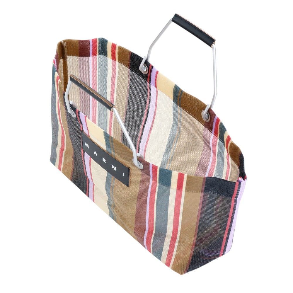 【極美品】MARNI マルニ フラワーカフェ カゴバッグ メッシュ トートバッグ MARNI マルニフラワーカフェ トートバッグ ストライプバッグミニ