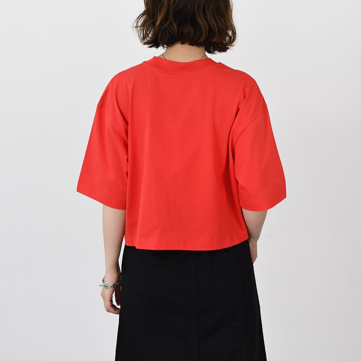 MARNI マルニ Tシャツ カットソー スクリブルロゴ ボクシー Tシャツ THJE0333P5 USCX42 レディース レッド コットン ロゴ 半袖 春 夏 クロップド丈