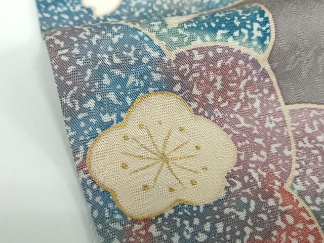 【高級訪問着】作家物❣️ 立波更紗花唐草文　 暈し染め　金銀彩　逸品✨ No.63 振袖レンタル・蝋色 黒系 暈し染め 駒刺繍 金彩 垂枝れ桜 扇
