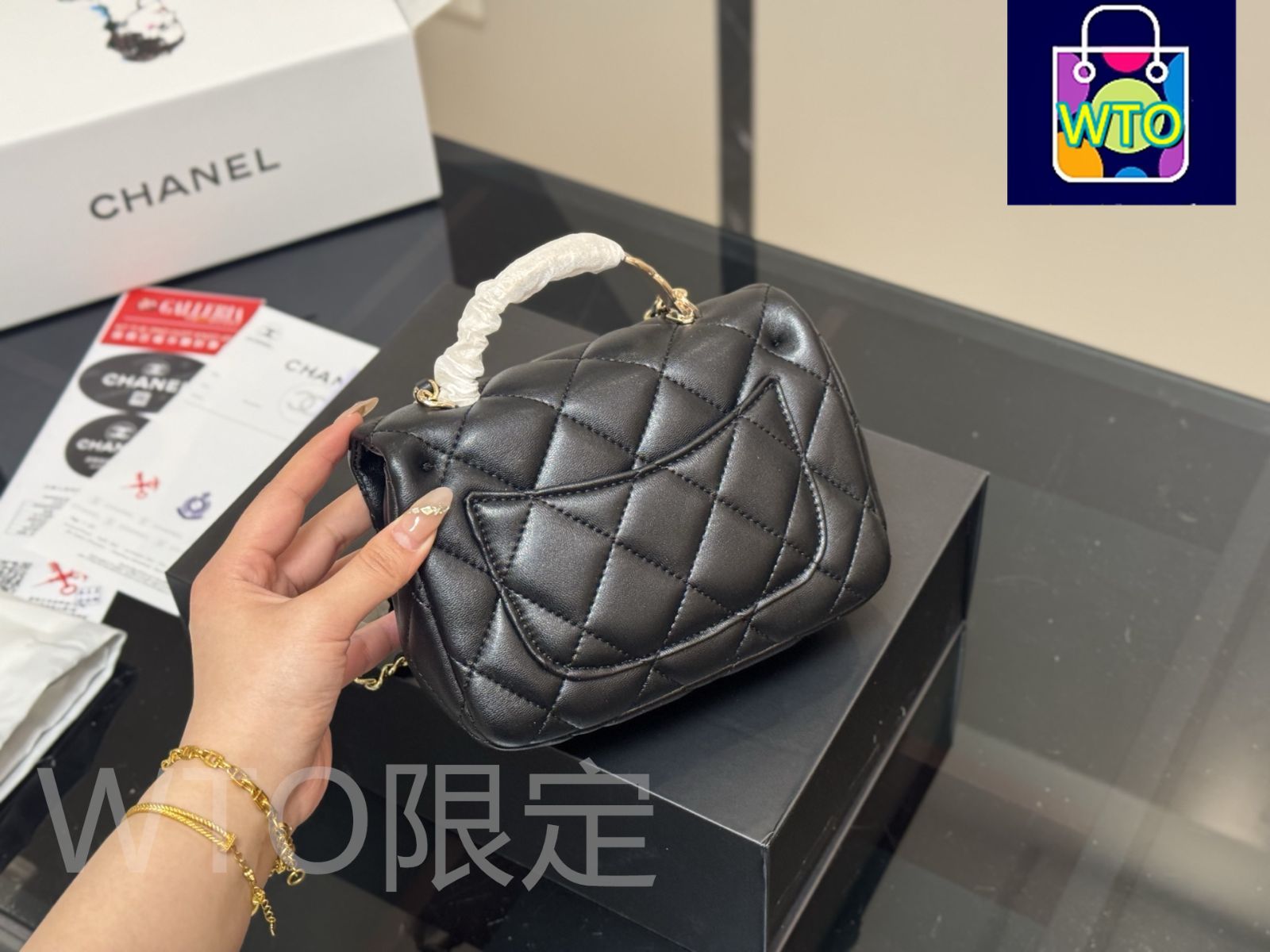 今日特価】Chanel 25P ブラックゴールド ハンドルバッグ！国内
