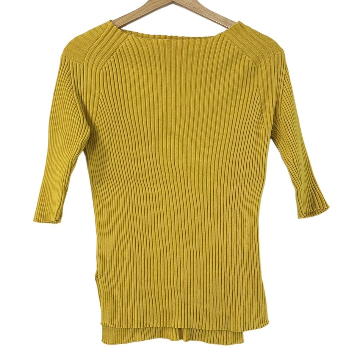 AURALEE オーラリー 七分袖セーター サイズ1 S レディース - イエロー クルーネック