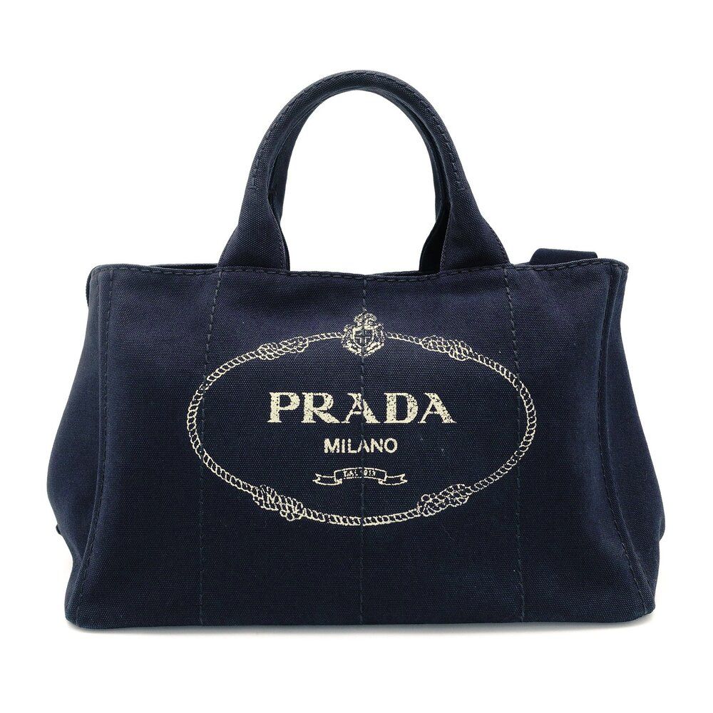 プラダ PRADA カナパ ミディアムサイズ キャンバス ブルー 2way ストラップ付き ハンドバッグ クロスボディ 7-7-244