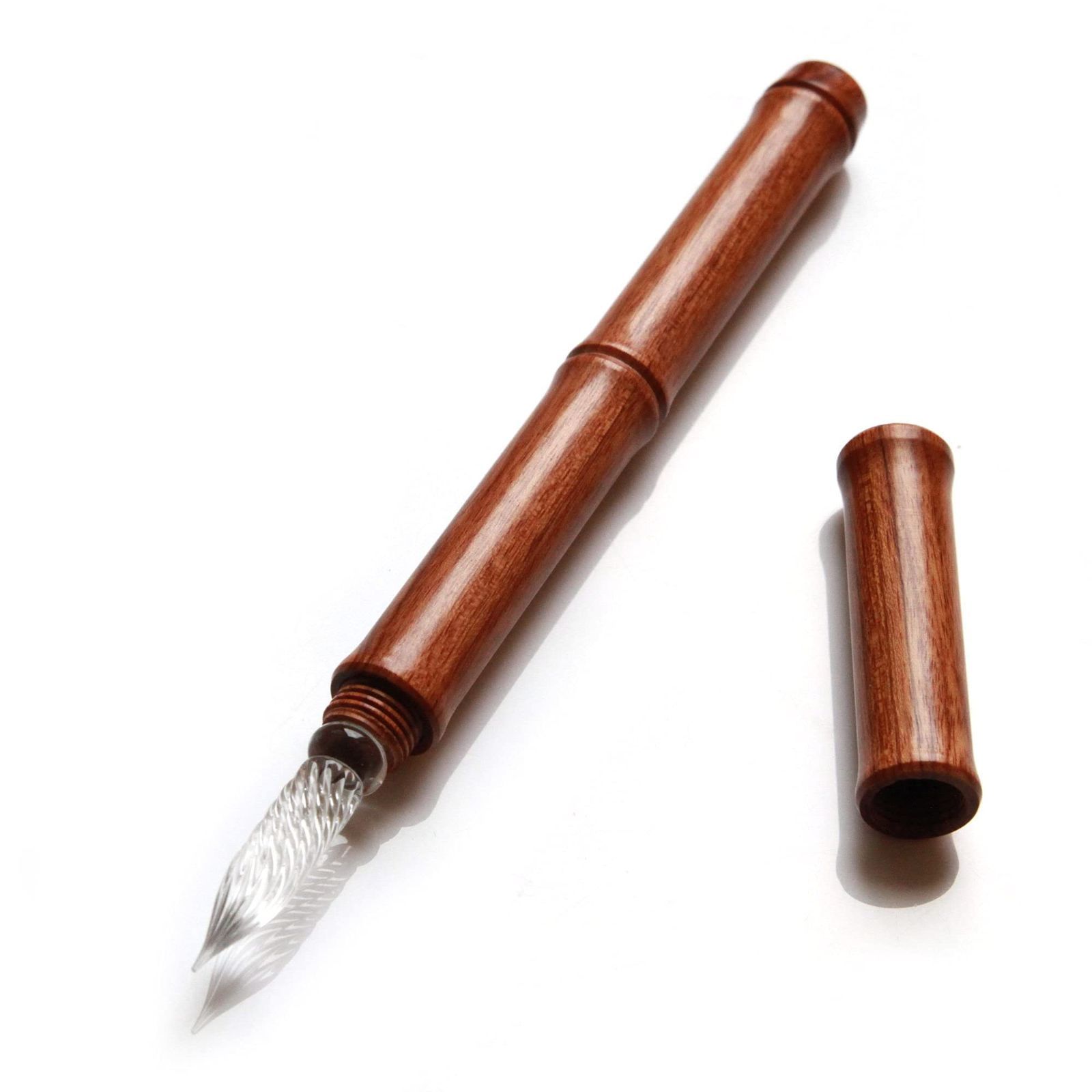 【人気商品】高級 EF 万年筆 ペン 細字ガラスのペン メディア 手作り木製 (黄) 七十二号筆屋