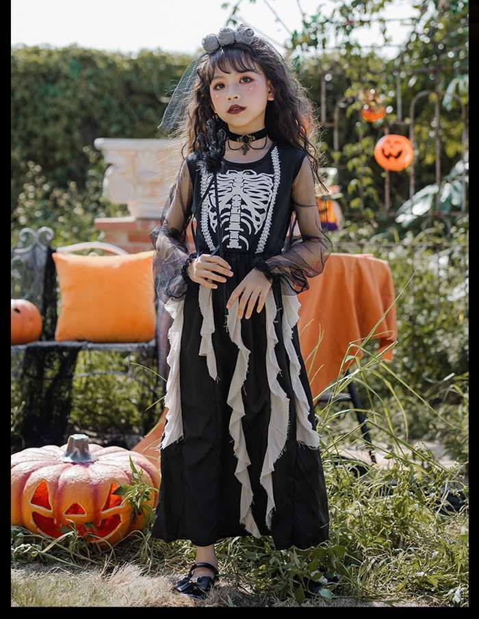 悪魔 骸骨 ハロウィン 子供用コスプレ 衣装仮装 コスチューム キッズコスプレ ドレス 魔女 コスプレ衣装 悪魔 ウィッチ 子供用 魔法使い デビル 子供用 ハロウィン衣装 ハロウィン仮装 halloween07