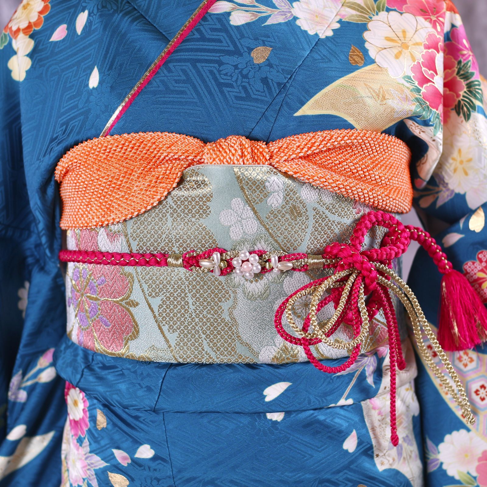 振袖フルセット 振袖セット 振袖 Lサイズ 水色×新古典 美品 成人