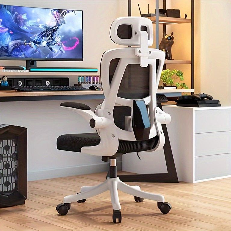 腰サポート＆高耐久 人間工学オフィスチェア メモリーフォームシート 通気性メッシュ 高さ無段階調節 360回転 アームレスト搭載 ステンレスフレーム採用 在宅ワーク 書斎に最適 ブラックホワイト