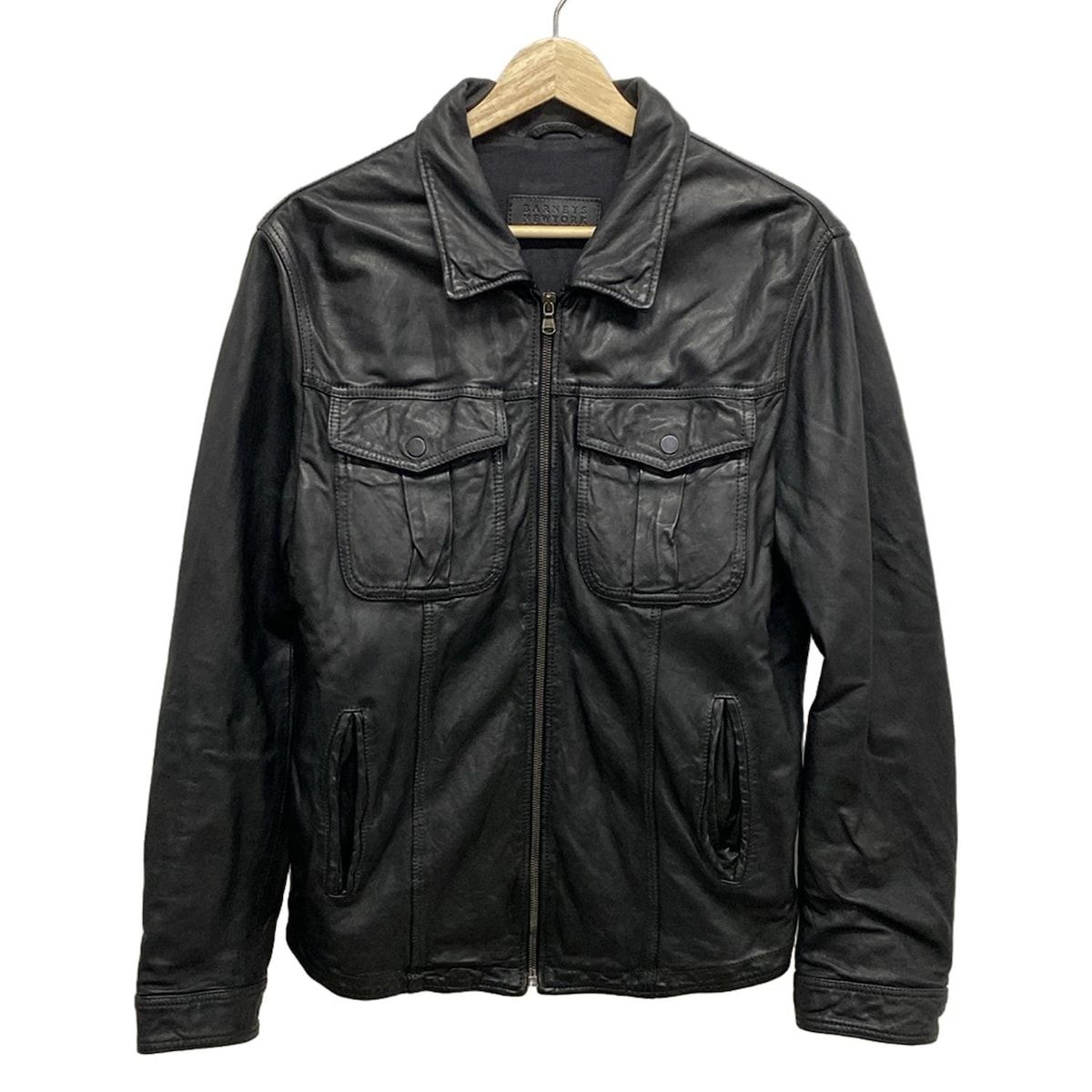 【美品】BARNEYS NEWYORK レザージャケット LL ダークブラウン 2B ファッション BARNEYS NEWYORKイタリア製ダークブラウン