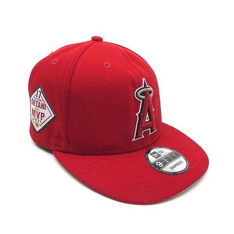 ニューエラ NEW ERA 9FIFTY MLBオンフィールド 大谷翔平 2021 MVPパッチ ロサンゼルス エンゼルス キャップ スナップバック 帽子 スカーレット