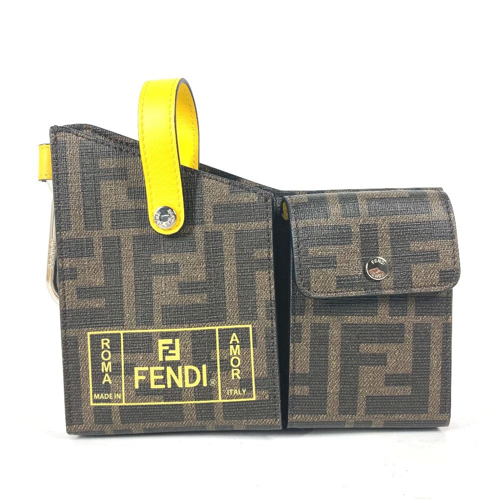 FENDI フェンディ キーホルダー ズッカ 携帯ポーチ 7AR759 レザー/PVC ブラウン - メルカリ