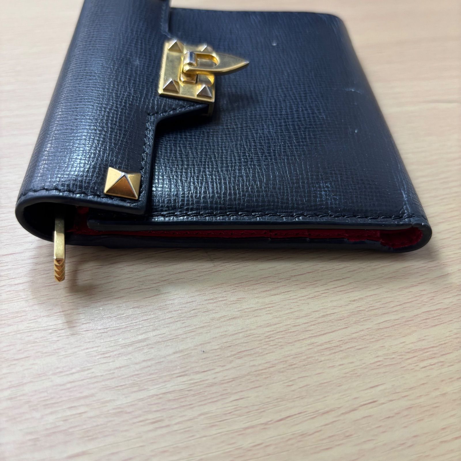 ◎VALENTINO ヴァレンティノ 2つ折り財布 財布 レザー ブラック