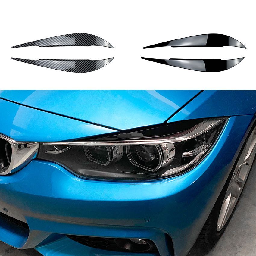 カー用品 メンズ スタイリッシュ外装 BMW 4シリーズ F32 F33 F36 2014-2020 ヘッドライト眉ライン ABS製 ピアノブラック