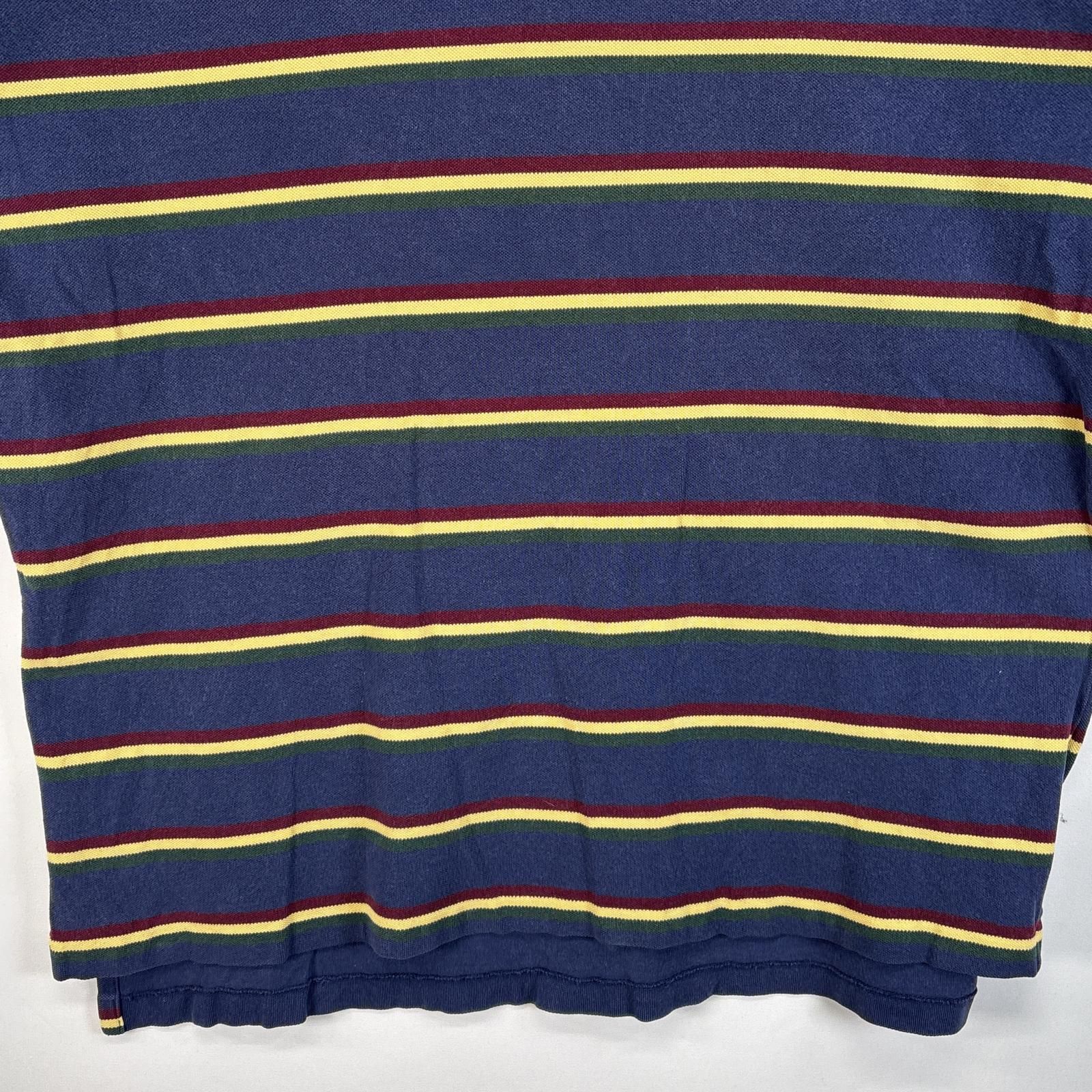 レアデザイン90s US古着○ポロバイラルフローレン ボーダーポロシャツ 2XL レア○90s《ポロバイラルフローレン》ボーダーポロシャツ/ブルー