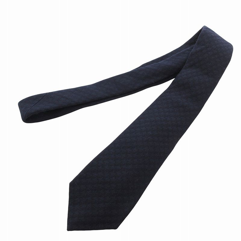 【美品】ISAIA（イザイア）セッテピエゲ ブルーネイビー イザイア ISAIA ネクタイ セッテピエゲ ビジネス 総柄 ウール 紺