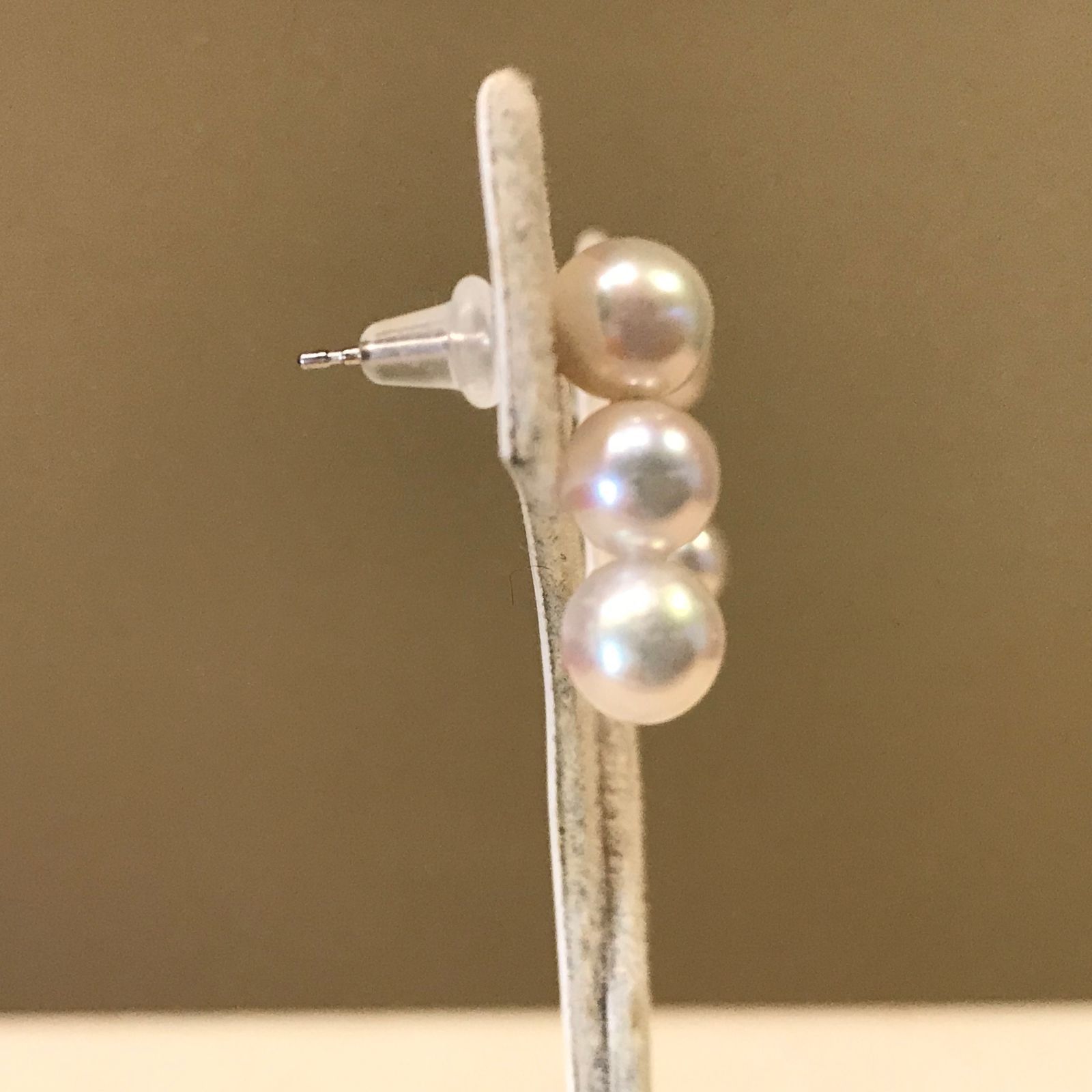 本真珠 アコヤパール ピアス 3連 ライン 18WG 両耳 K18YG アコヤパール 3連 ラインピアス 送料無料 あこや 真珠