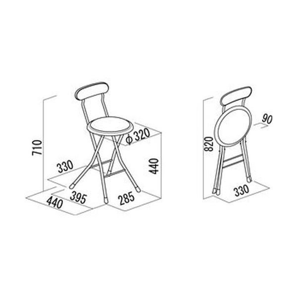 注文 折りたたみ椅子 幅33cm ブラック×ブラック スチールパイプ 1脚