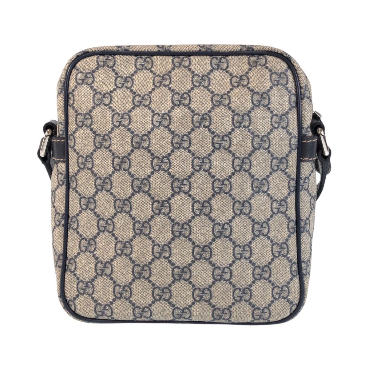 GUCCI グッチ グレー ネイビー シルバー金具 GGスプリームキャンバス 