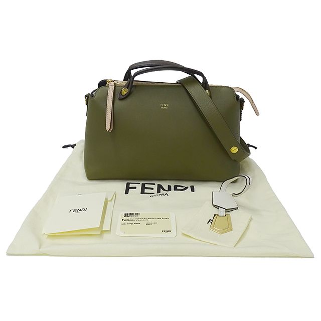 フェンディ FENDI バッグ レディース ブランド ハンドバッグ ショルダーバッグ 2way レザー バイザウェイ レギュラー カーキ ピンク  8BL146 おしゃれ 肩がけ 手さげ 大人 上品 ゴールド金具 緑 【中古】