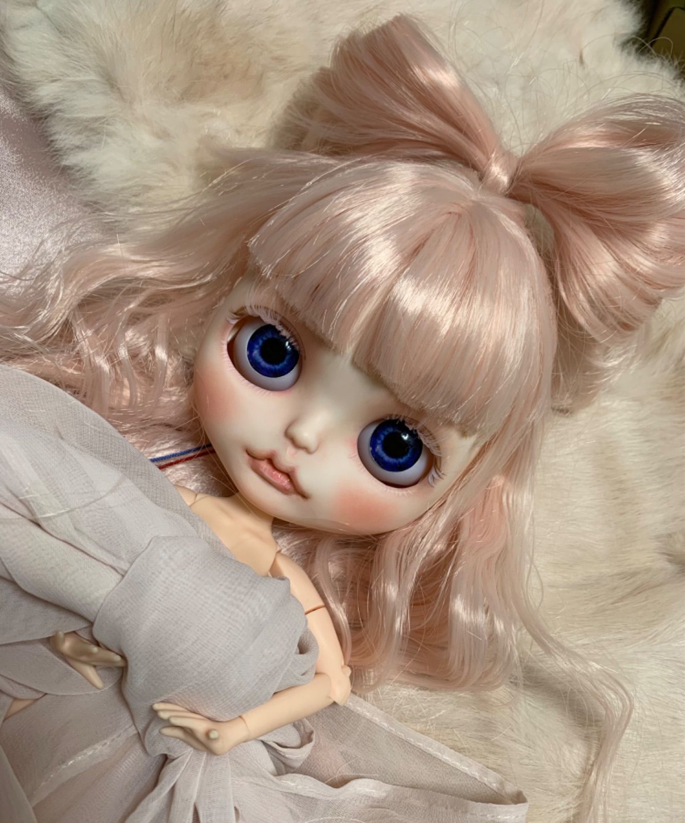 カスタムアイシードールNo.43柔らかピンク(ブライスサイズ